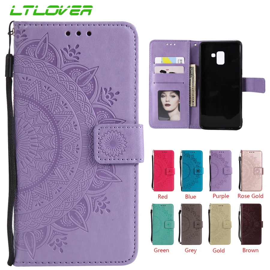 Retro Embossed Datura Flower Flip Leather Cover Case For Samsung Galaxy A3 A5 J3 J5 J7 2017 2016 Prime 2015 A8 Plus J2 Pro 2018 | Мобильные