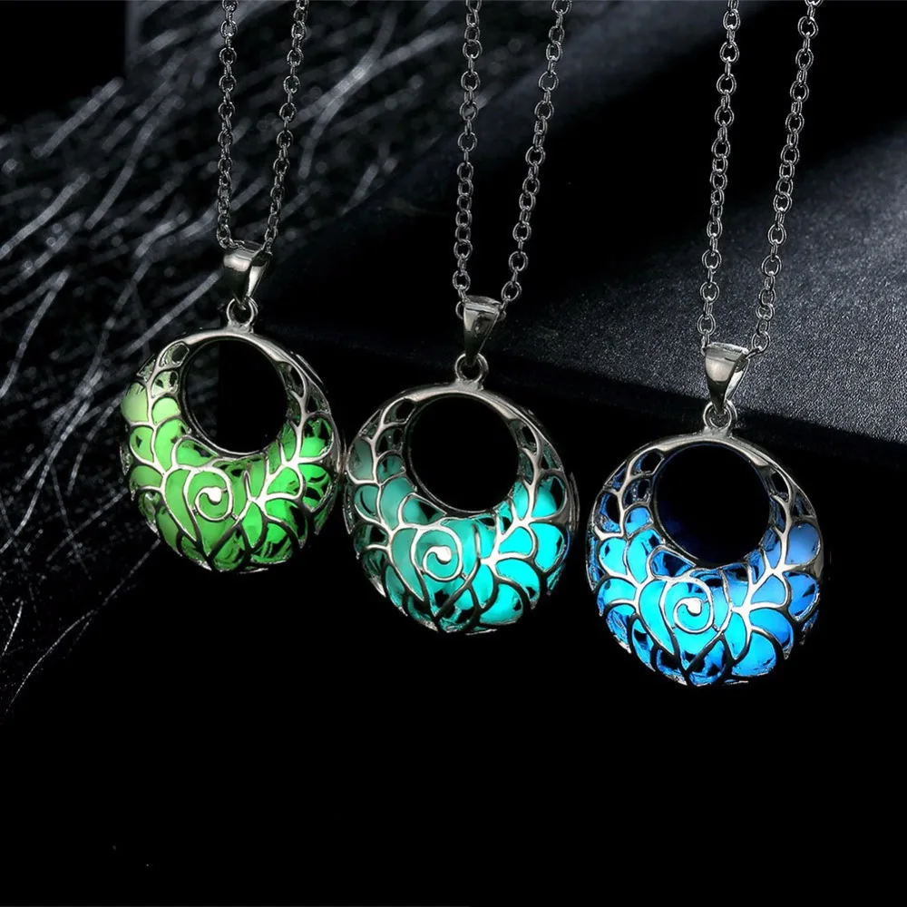 Buy Luminous Glow Moon Shape Glowing Pendant Necklace