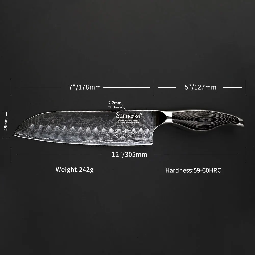 SUNNECKO дамасский нож хозяйственный santoku японский VG10 Сталь лезвие Кухня ножи Набор с