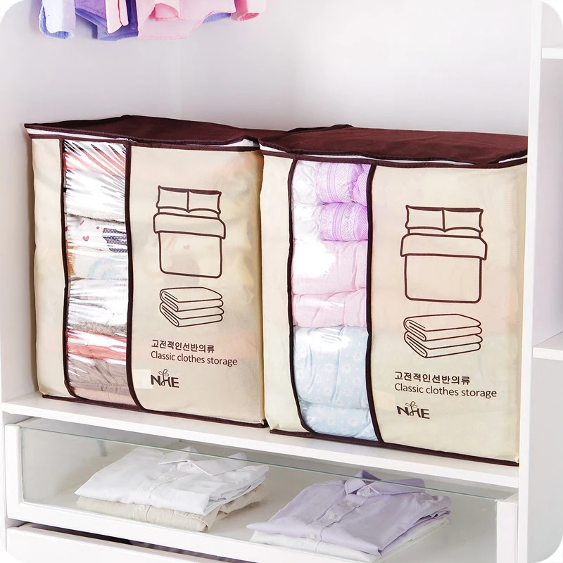 Non-Woven Family Save Space Organizador Bed Under Closet Storage Box Clothes Divider Organiser Quilt Bag Holder Organizer