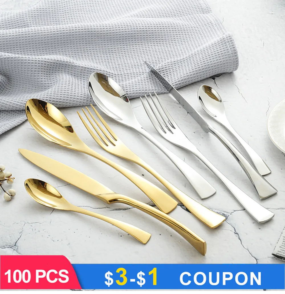 

4 PCS Stainless Steel Fork Spoon Tableware Mirror Polishing Dinnerware Cutlery Set Dinner Utensils Colorful Kitchen Accessories