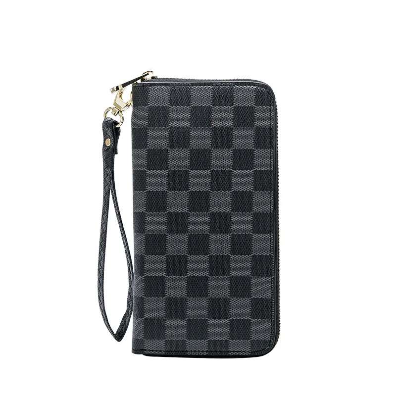 

New Fashion Women Plaid Wallets Drawstring Leather Wallet Women Long Design Purse PU Leather Hasp Clutch Wallet Purse Bolsas