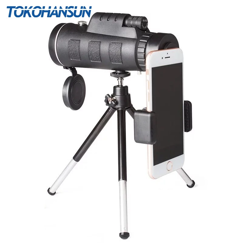 TOKOHANSUN 40X التكبير أحادي الهاتف المحمول تلسكوب 40x60 ل فون هواوي Xiaomi الهواتف الذكية كاميرا العدسات في الهواء الطلق الصيد