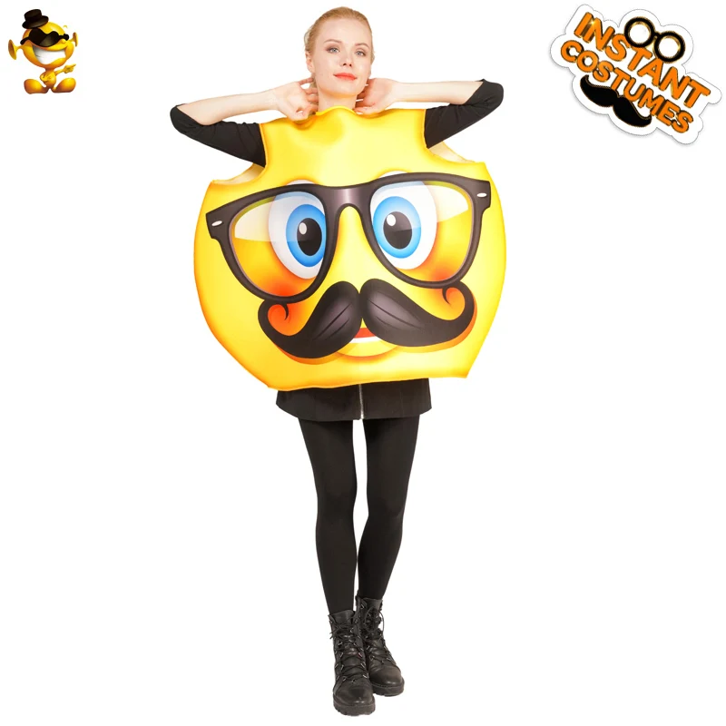 Unisex Funny Face Emoji Cosplay Colorful Evil&Pirate&Shy&Sick&Sweat&Nerdy Grandpa Emoticon Emoji for Carnival Party Costume