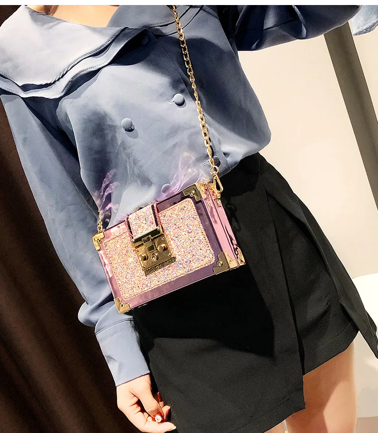 Moda de luxo gradiente cor lantejoulas caixa