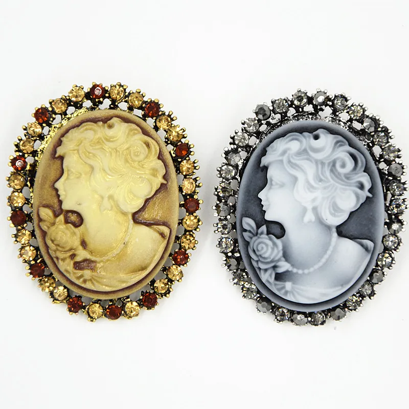Vintage Trend Fashion Party Women Cameo Brooch Lady Head Cameo Brooches