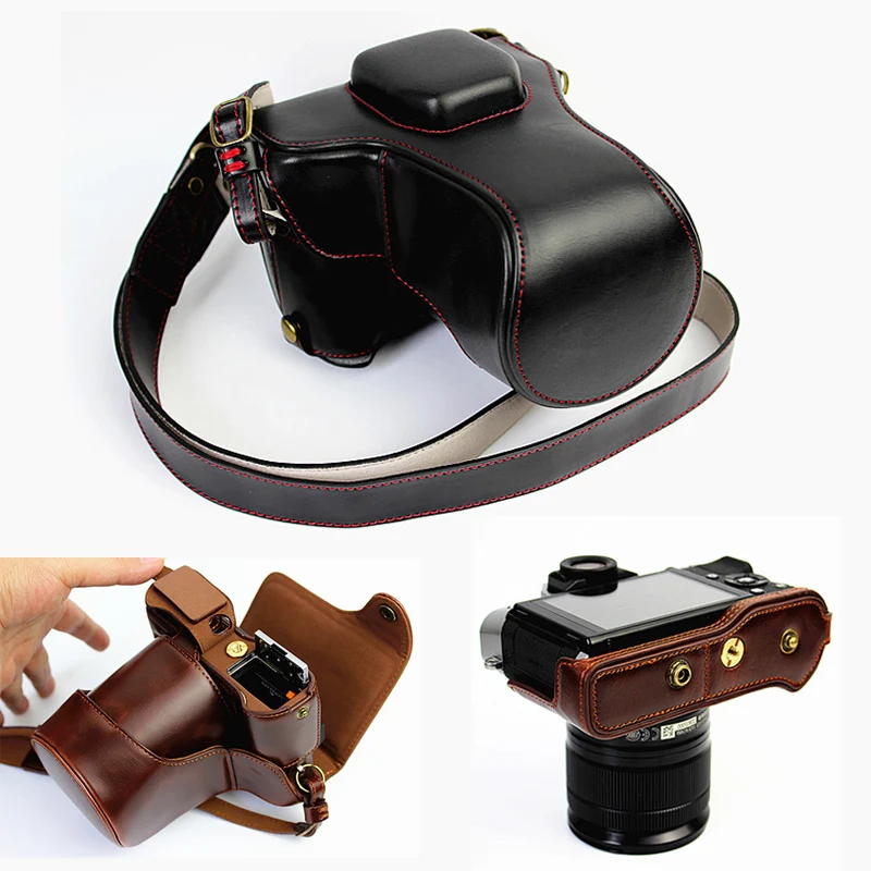 high quality PU Leather Camera Case For Fujifilm XT20 XT10 Finepix X-T10 X-T20 Camera Bag Cover With Battery Opening + strap camera : image high quality PU Leather Camera Case For Fujifilm XT20 XT10 Finepix X-T10 X-T20 Camera Bag Cover With Battery Opening + strap camera