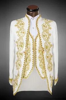 

New Arrival White/ Black/Ivory Embroidery Groom Tuxedos Groomsmen Men's Wedding Prom Suits Custom Made (Jacket+Pants+Vest)