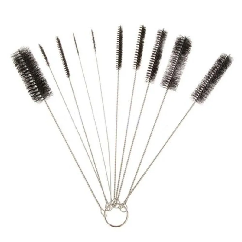 

10Pcs Nylon Stainless Steel Cleaner Easy Use Cleaning Brushes Set for Tobacco Pipe Airbrush Tools