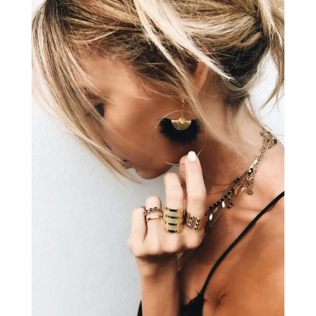 

Fashion Women Bohemia Hollow Earrings Metal Alloy Vintage Geometric Hollow Out