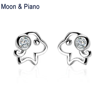 

925 Sterling Silver Dog Stud Earrings For Lady Fine Jewelry 2018 New Trendy New Year Gift For Women Lucky Animal Birthday Gift