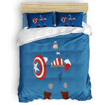 

Superhero Captain America 3D Cotton Duvet Cover King Size Queen Size Quilt Cover Set Bedclothes Comforter Single Bedding Sets