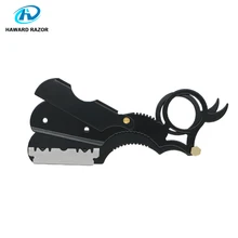 HAWARD прямая бритва с 10 лезвиями мужская бритва для бритья инструмент для удаления волос черный и золотой