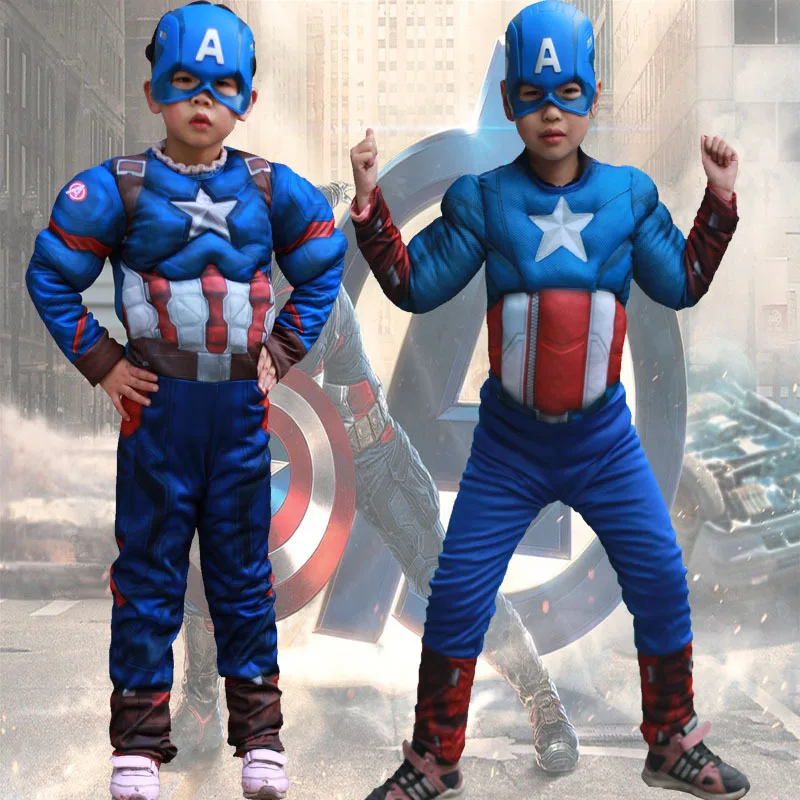 

Children's The Avengers Captain American Perform Show Costume Suit Cosplay For Boy's Halloween Masquerade Party Clothes