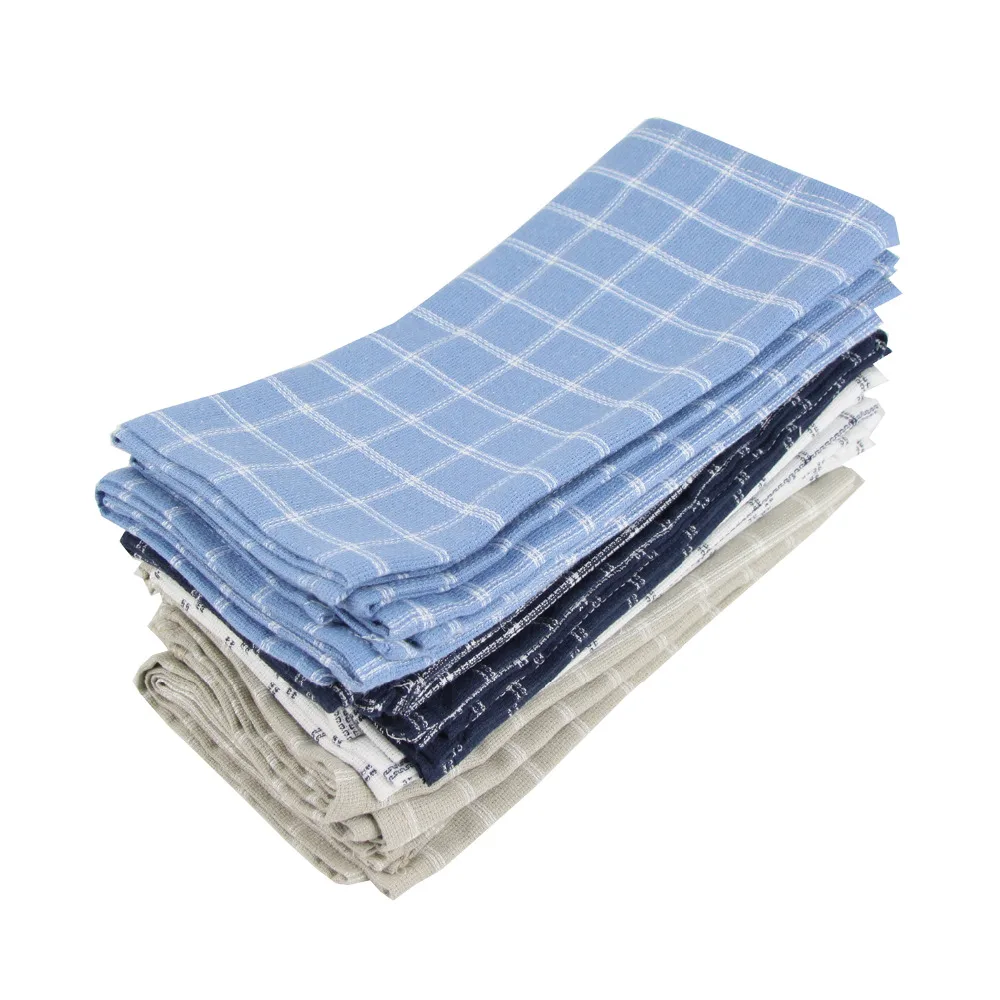 

Plaid Checked Cotton Dining Table Cloth Napkins Placemats Teal Towels Set of 12 17x17inches For Events & Home Use