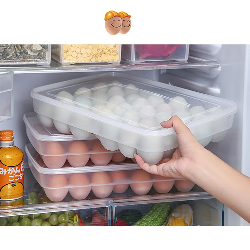 Clear 34 Grid Single-Layer Egg Box Basket Organizer Plastic Egg Food Container Storage Box Home Kitchen Transparent Case Egg Box