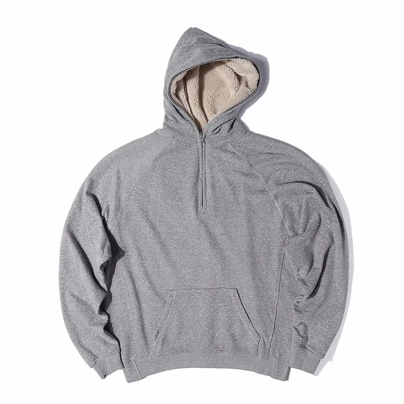 HZIJUE Mens Oversized Sherpa Hoodies 3 Colors Side Split Streetwear Fleece Zipper Sweatshirts Justin Bieber Skateboard