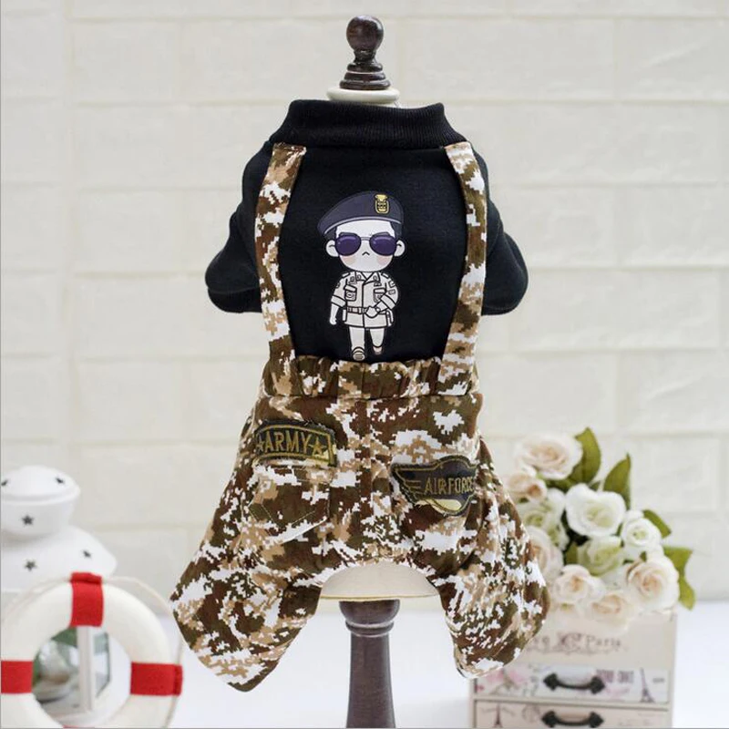 2016 Pet Dog Clothes Popular Descendants of the Sun Camouflage Dog Jumpsuits Sizes S-XXL Dog Shirts Overalls In Winter&Autumn