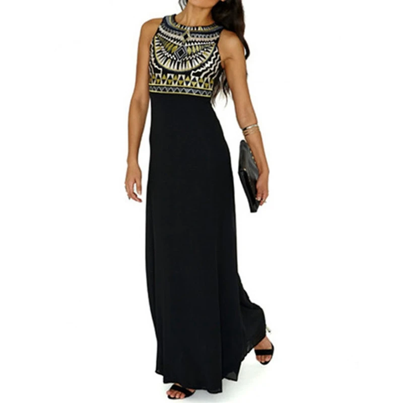 long black sleeveless maxi dress