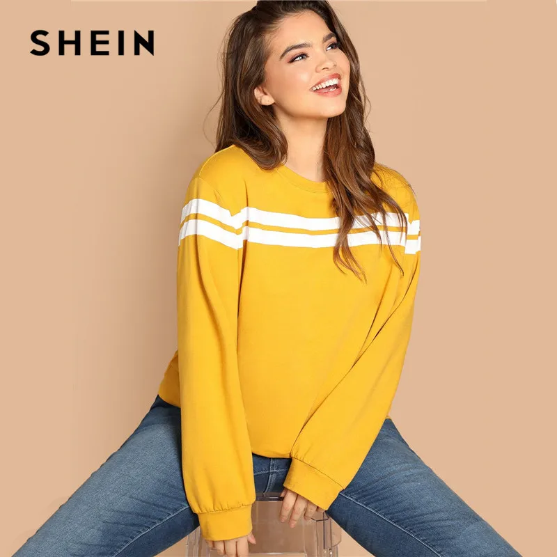 Buy SHEIN Women Plus Size O Neck Long Sleeve Ginger