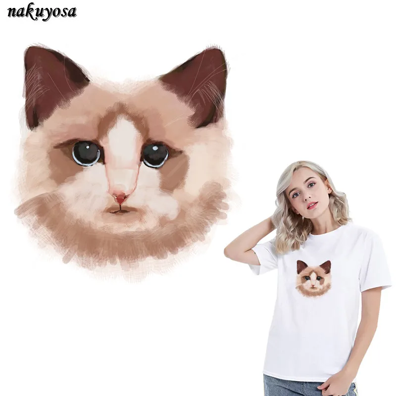 

Ragdoll cat goddess cat Patches Iron On Transfer Stickers Heat Transfers Patch For Clothing T-shirt DIY Fabric Applique23*22.9CM