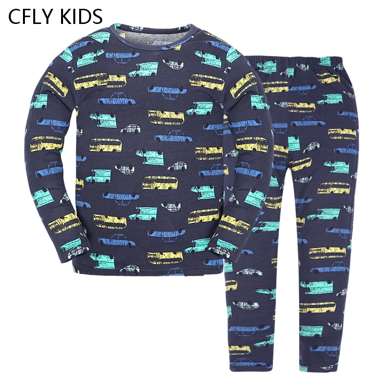 

baby Boy clothes Pajamas set children's dark blue cotton soft Long sleeve clothing sets cartoon car sweatshirts kids sleepwear