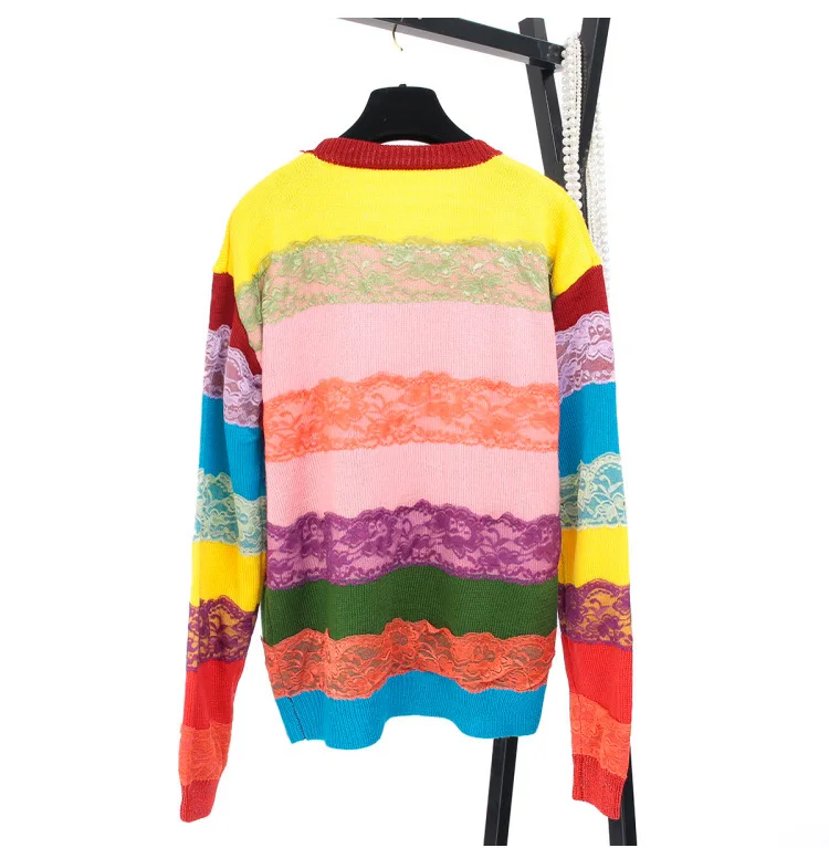 Warmsway брендовый женский модный Удобный Повседневный вязаный свитер с длинным рукавом и кружевом, женские пуловеры C-039