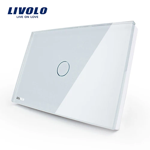 Livolo Глобальный Стандартный сенсорный экран Выключатель света, AC110~ 250 В, светодиодный индикатор, прямоугольная сенсорная стеклянная панель - Цвет: White