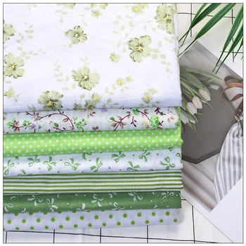 

7Pcs/Lot,100% Cotton Plain Green Printed Quilted Fabrics Set,Textile Patchwork,Fabric for Sewing,Tissue,Cloth,Tilda50x50cm 25 25