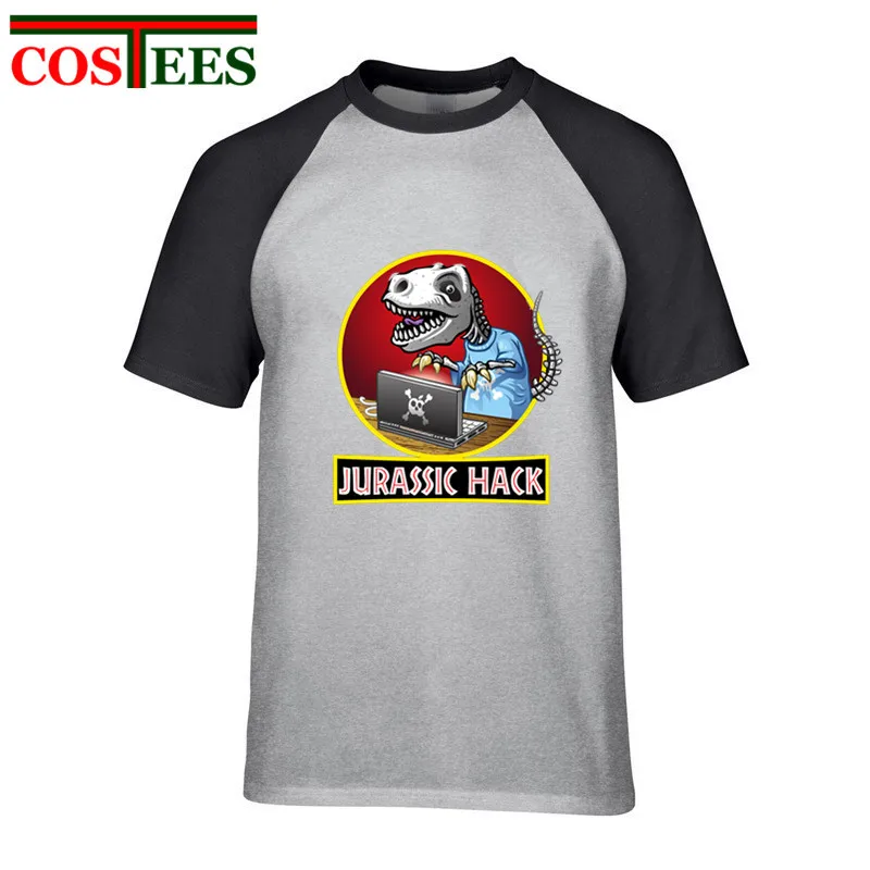 Camiseta masculina Parody Jurassic hack Футболка мужская забавная футболка с динозавром