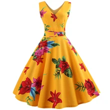 Vestido Vintage de flores para mujer vestido de fiesta sin mangas 50s 60s elegante Rockabilly Sexy vestido de pin up con cinturón de talla grande vestido de oficina