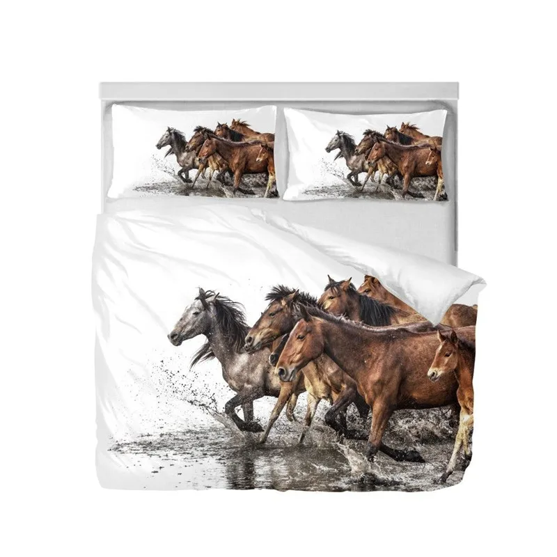 طقم سرير الأزياء بارد محظوظ الحيوان الحصان الفيل 3D الطباعة أغطية لحاف الملكة حجم مزدوج غرفة نوم الديكور طقم سرير 3 قطعة