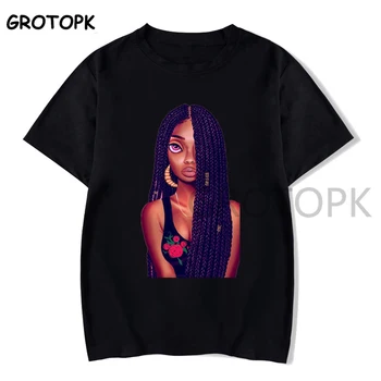 

2bunz Melanin Women Tshirt Black Girl Poppin Aba Hip Hop Harajuku Funny T Shirts Women Graphic Tee Streetwear Black T Shirt