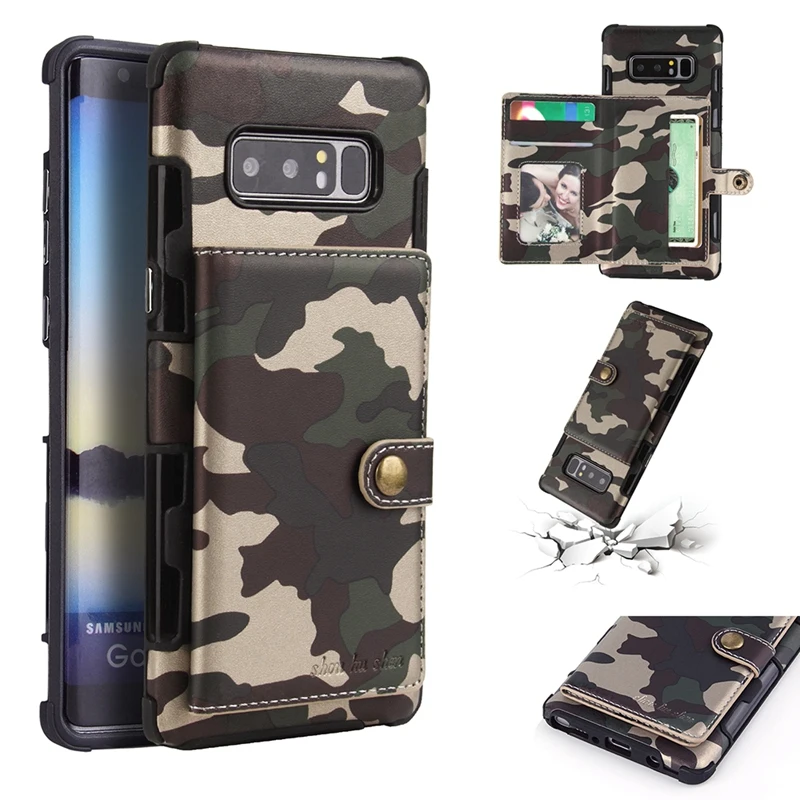 

Camo Wallet Case For Samsung Note 9 S10 S8 Plus Camouflage Flip Cover For Samsung Galaxy Note 8 S9 Plus S10 E Card holder Cases