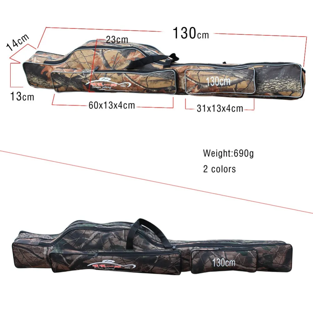Vara de Pesca à Prova Pólo de Pesca Bolsa de Armazenamento Engrenagem de Pesca Sougayilang Dwaterproof Água Bolsa Transportadora 130cm 2-layer Oxford Dobrável Case Organizador 3 pólo de pesca saco de armazenamento caso