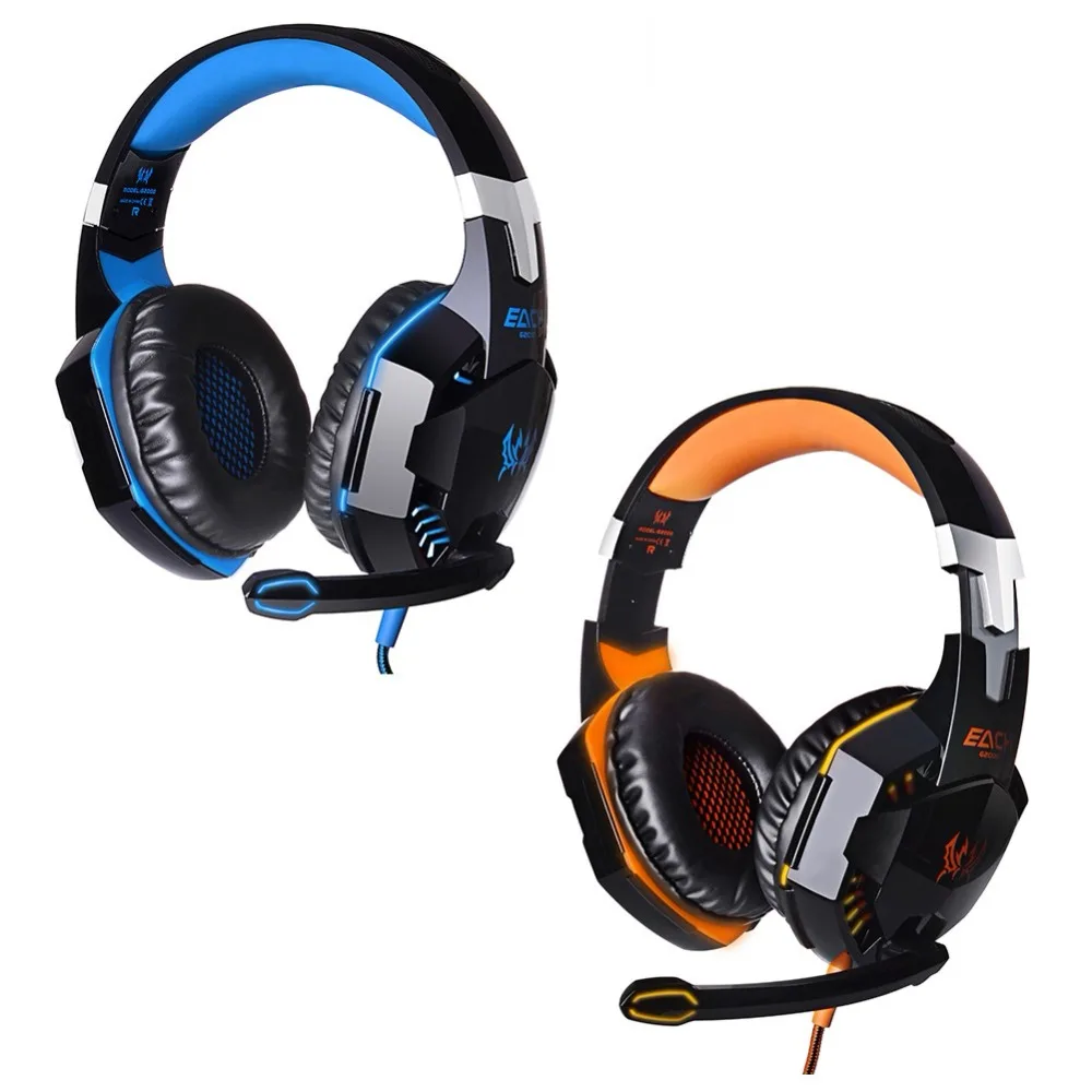 G2000 Игровые наушники для геймеров Stereo глубокий НЧ, проводная гарнитура с микрофоном светодиодный свет для ПК PS4 X-BOX