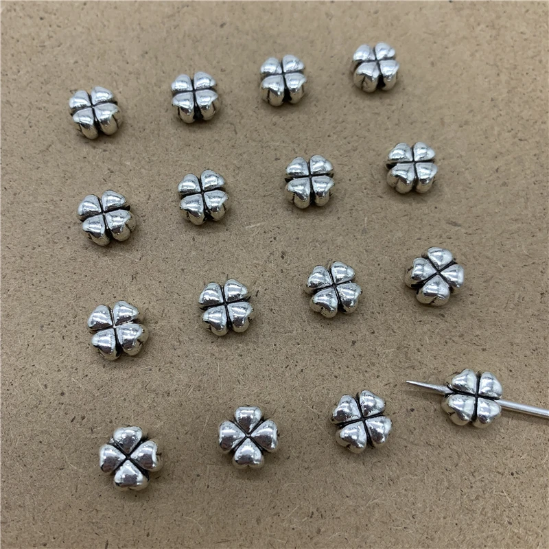 

20pcs 6x6mm "Four-leaf clover" Shape Alloy Beads Cap Jewelry Findings Charms Bracelets Spacer Beads For Jewelry Making