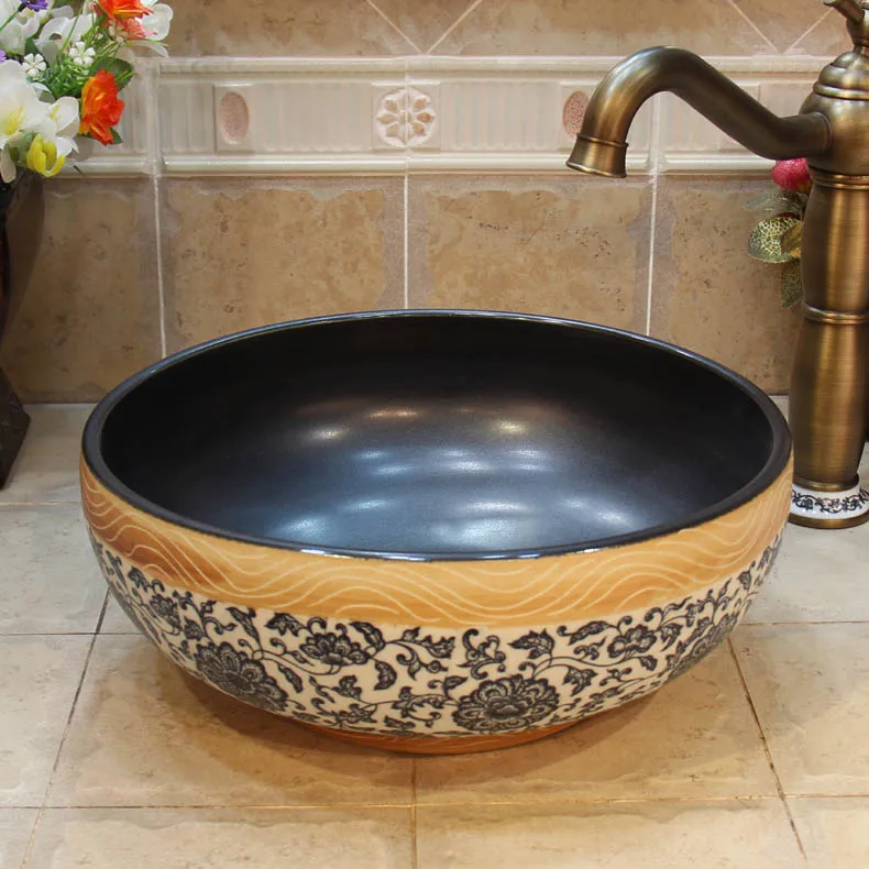 

Artistic hand carved porcelain bathroom sinks ceramic