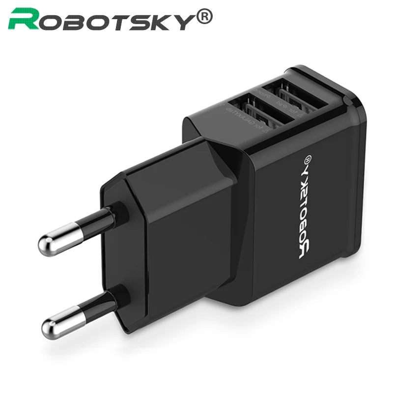 Robotsky, зарядное устройство для путешествий, 5 В, 2 А, два порта, USB, AC, настенное зарядное устройство, адаптер, ЕС, США, вилка для iPhone, samsung, смартфонов, планшетов, ПК