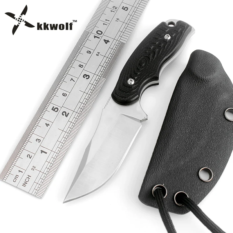 Comprar KKWOLF cuchillos portátiles de rescate Camping supervivencia cuchillo fijo K vaina práctica 8Cr13 cuchilla táctica caza bolsillo cuello cuchillos