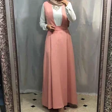 Мусульманская женская облегающая юбка с завышенной талией, трапециевидная длинная юбка на подтяжках, свободное макси, лето, турецкий исламский стиль