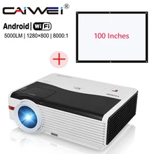 Android Wifi Проектор Беспроводной подключения СВЕТОДИОДНЫЙ Proyector HD 1080 P видео HDMI домашний проектор с 100 »Портативный Экран матовая белый