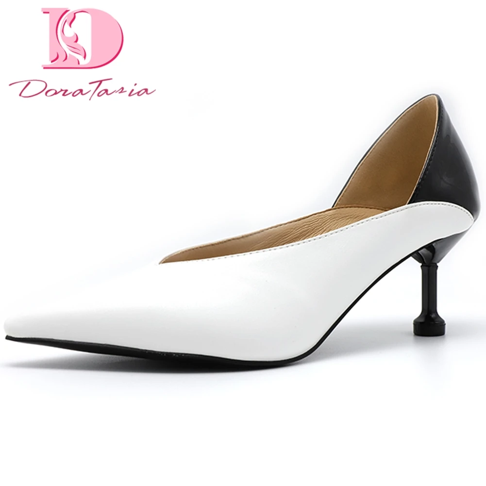 

Doratasia Fashion Chic Concise Pumps Woman Shoes Female Pointed Toe Slip On Mix Color Strange High Heels Shoes Women Pumps