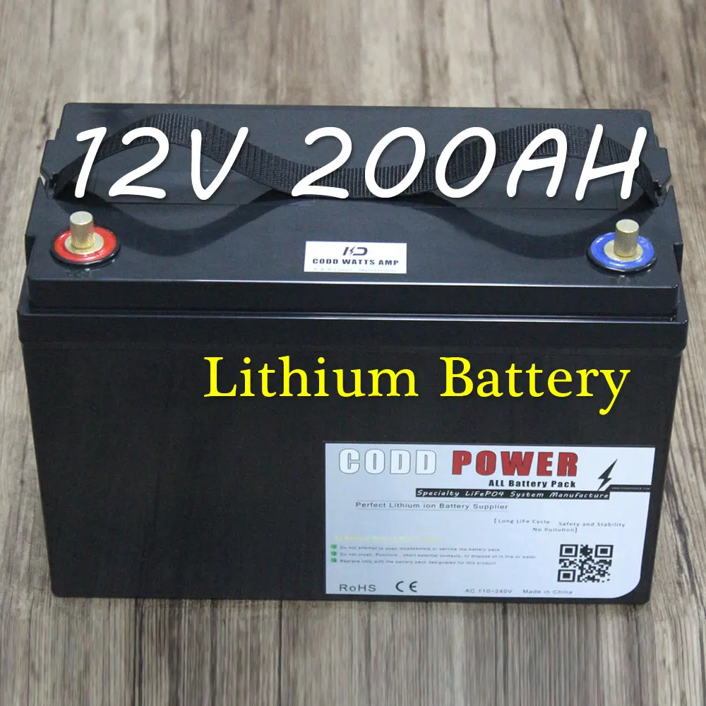 12V 200AH литиевая батарея на солнечной энергии для запуска автомобиля 12 6 v UPS