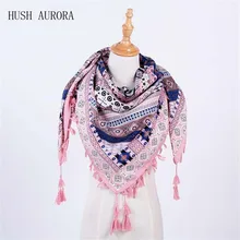 Лидер продаж, новинка, Модный женский шарф, квадратные шарфы, с кисточками, с принтом, женские шарфы, зима-осень, женские шали