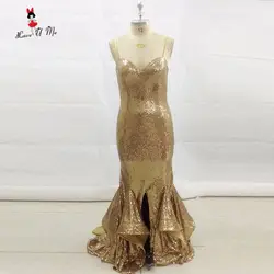 Сексуальное Золотое вечернее платье с блестками, длинные платья для выпускного вечера, 2017 длинное вечернее платье, Vestido de Festa Longo split Abendkleider