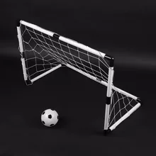 2 Sets DIY Children Sports Soccer Goals with Soccer Ball and Pump Practice Scrimmage Game Football Gate DIY White Gift For Kids