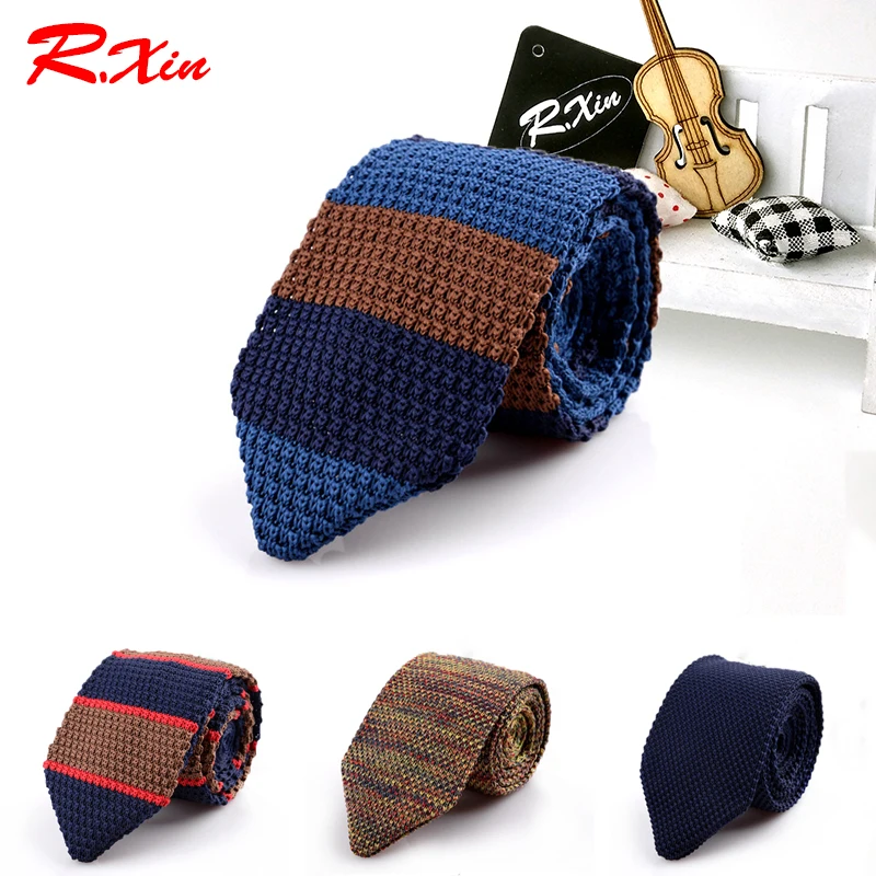 New Design Fashion Male Brand Slim Designer Knitted Ties Neck Ties Cravate Narrow Skinny Neckties For Men Striped Ties