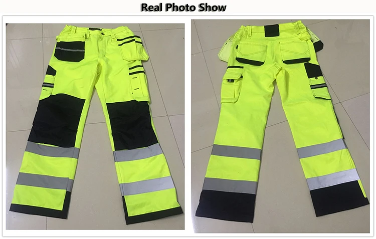 Bauskydd Men Working Pants Reflective High visibility Multi-pockets Work Trousers With Knee Pads Workwear Safety Cargo Pants (10)