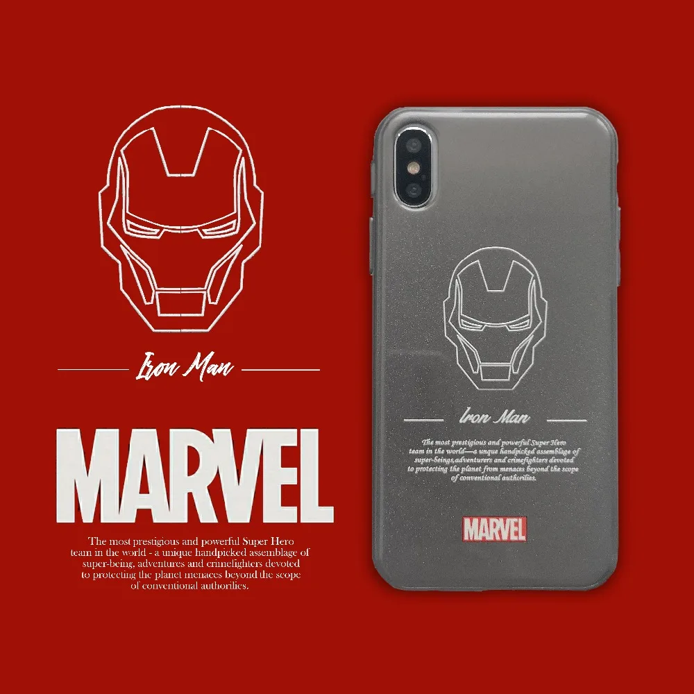 

Luxury Marvel Avengers Heroes Phone Case For iphone X XS MAX XR Cover For iphone 6 6s 7 8 Plus X Soft IMD Spider-Man Cover Coque